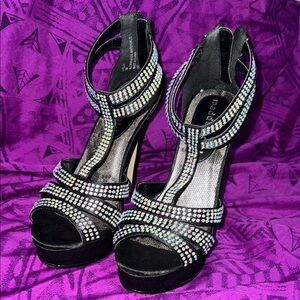 Madden Girl Black Satin Gem Heels
